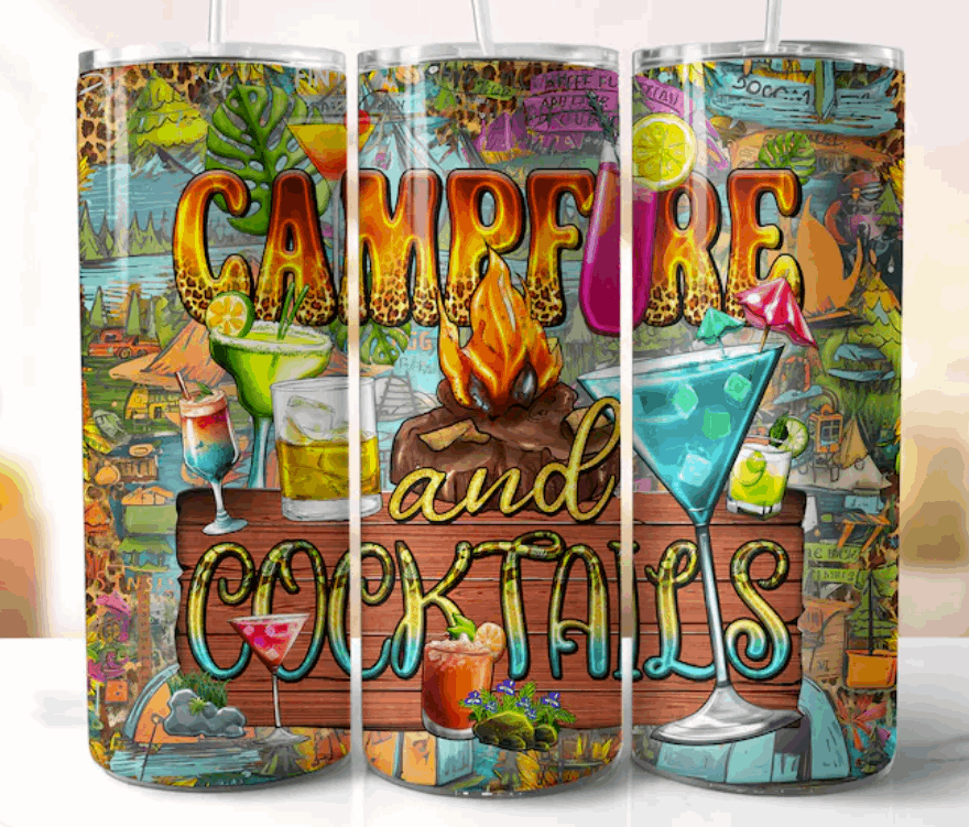 Campfires and Cocktails  20 Ounce Tumbler - Cathy's Custom Emporium