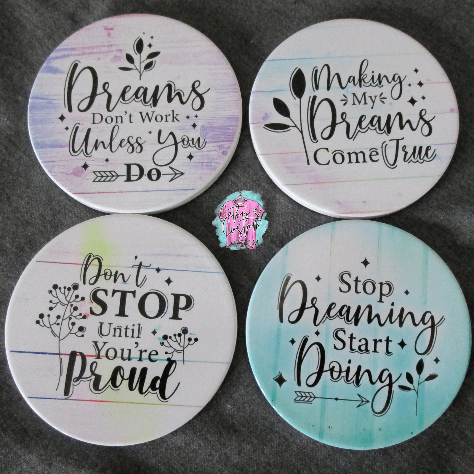 Inspirational Vibes Coaster Set: Elevate Your Sips with Positivity! - Cathy's Custom Emporium