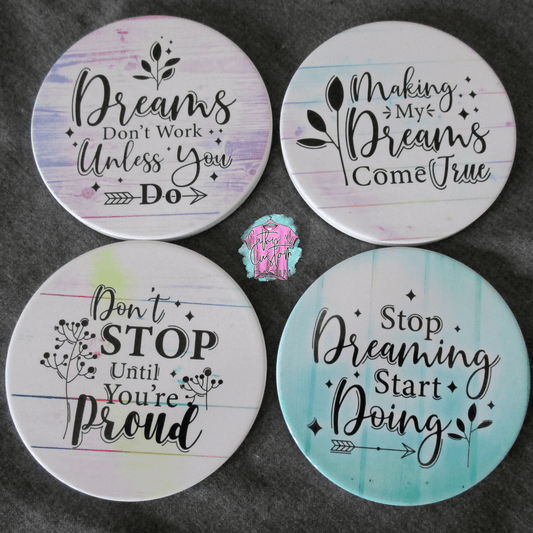 Inspirational Vibes Coaster Set: Elevate Your Sips with Positivity! - Cathy's Custom Emporium