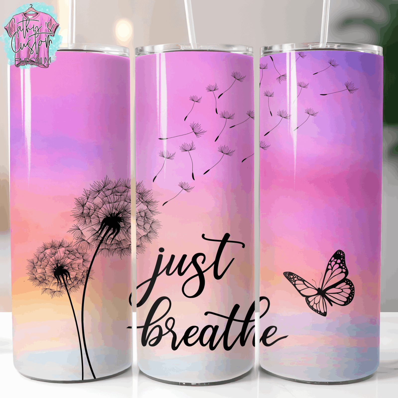 Just Breathe Pastel 20 Ounce Stainless Steel Tumbler - Cathy's Custom Emporium
