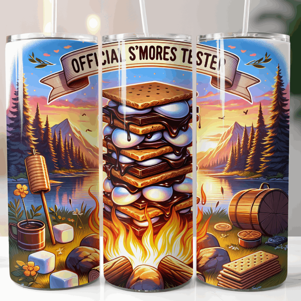 Official S'Mores Tester 20 oz stainless steel camping tumbler