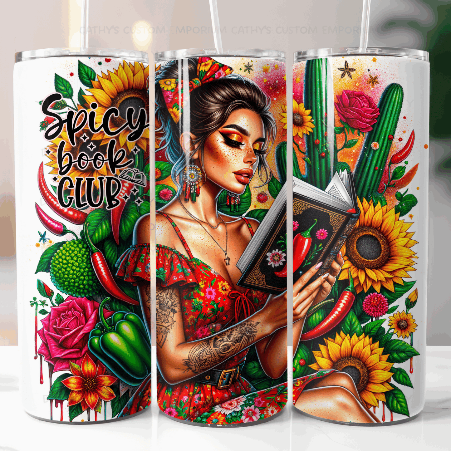 Spicy Book Club Women Floral 20 Ounce Tumbler - Cathy's Custom Emporium