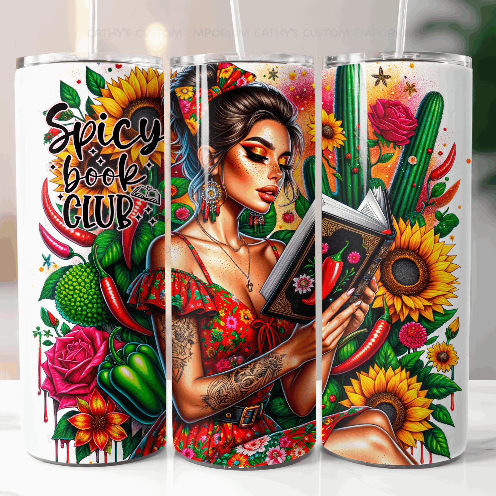 Spicy Book Club Women Floral 20 Ounce Tumbler - Cathy's Custom Emporium