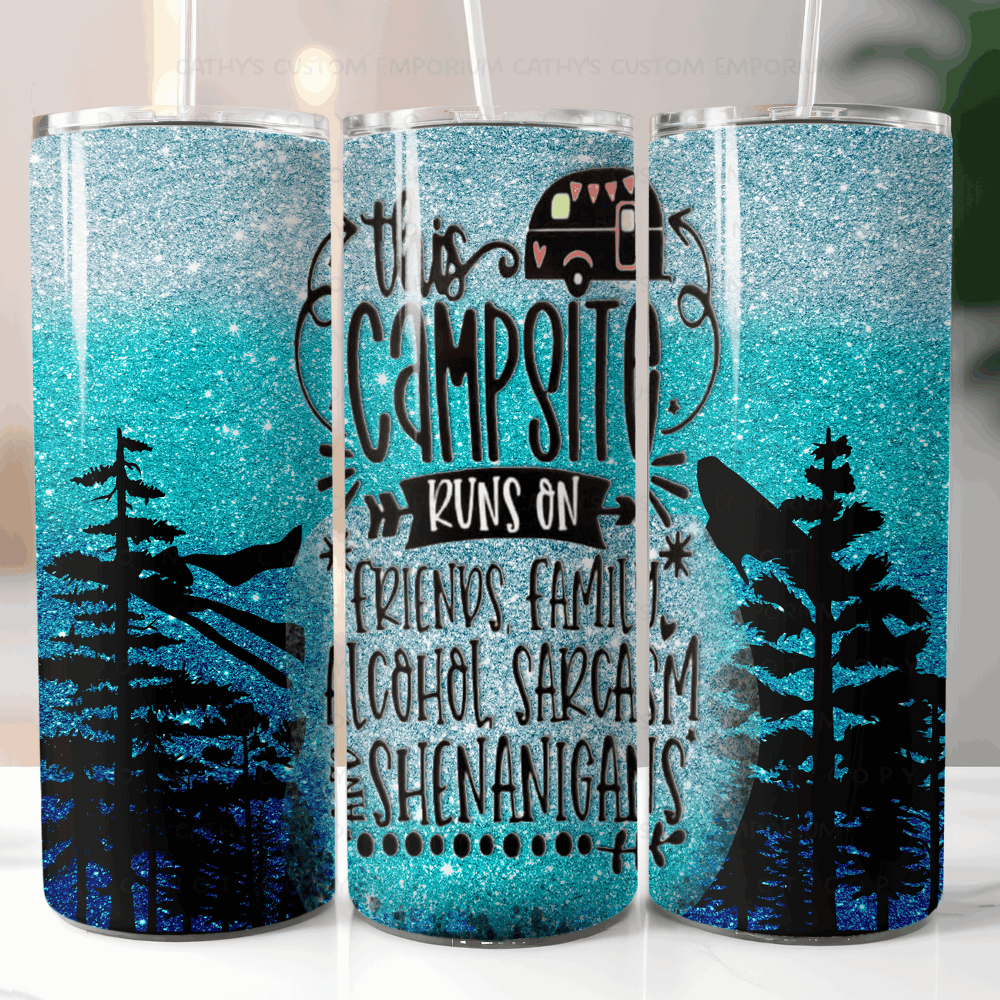 This Campfire Runs on Friends Family Alcohol Sarcasm and Shenanigans  20 Ounce Tumbler - Cathy's Custom Emporium