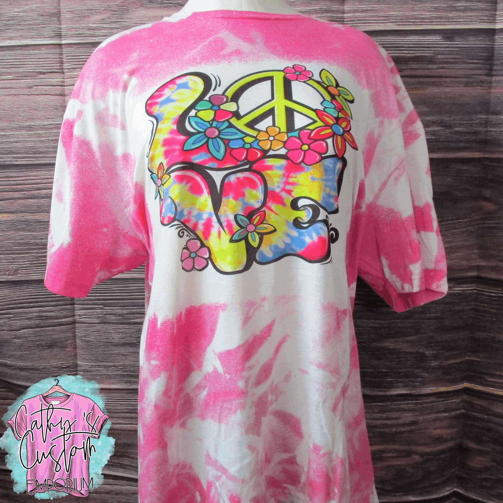 Tie Dye Love Bleached Graphic Tee - Cathy's Custom Emporium
