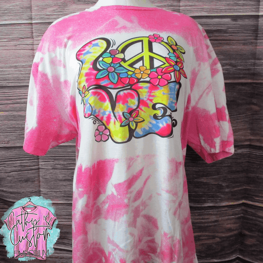 Tie Dye Love Bleached Graphic Tee - Cathy's Custom Emporium