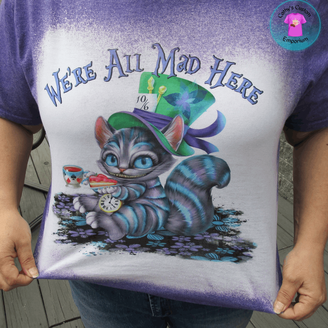 We're All Mad Here Bleached T Shirt - Cathy's Custom Emporium