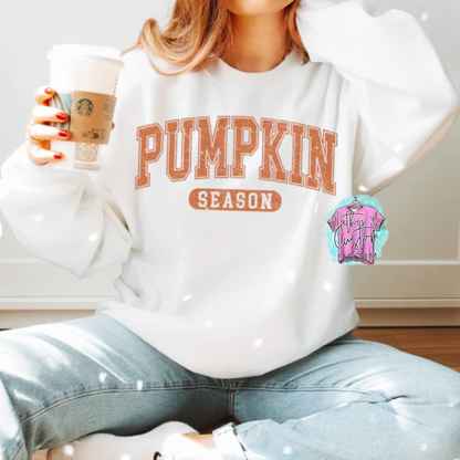 Oversized Distressed Pumpkin Season Fall Hooded Sweatshirt or T-Shirt