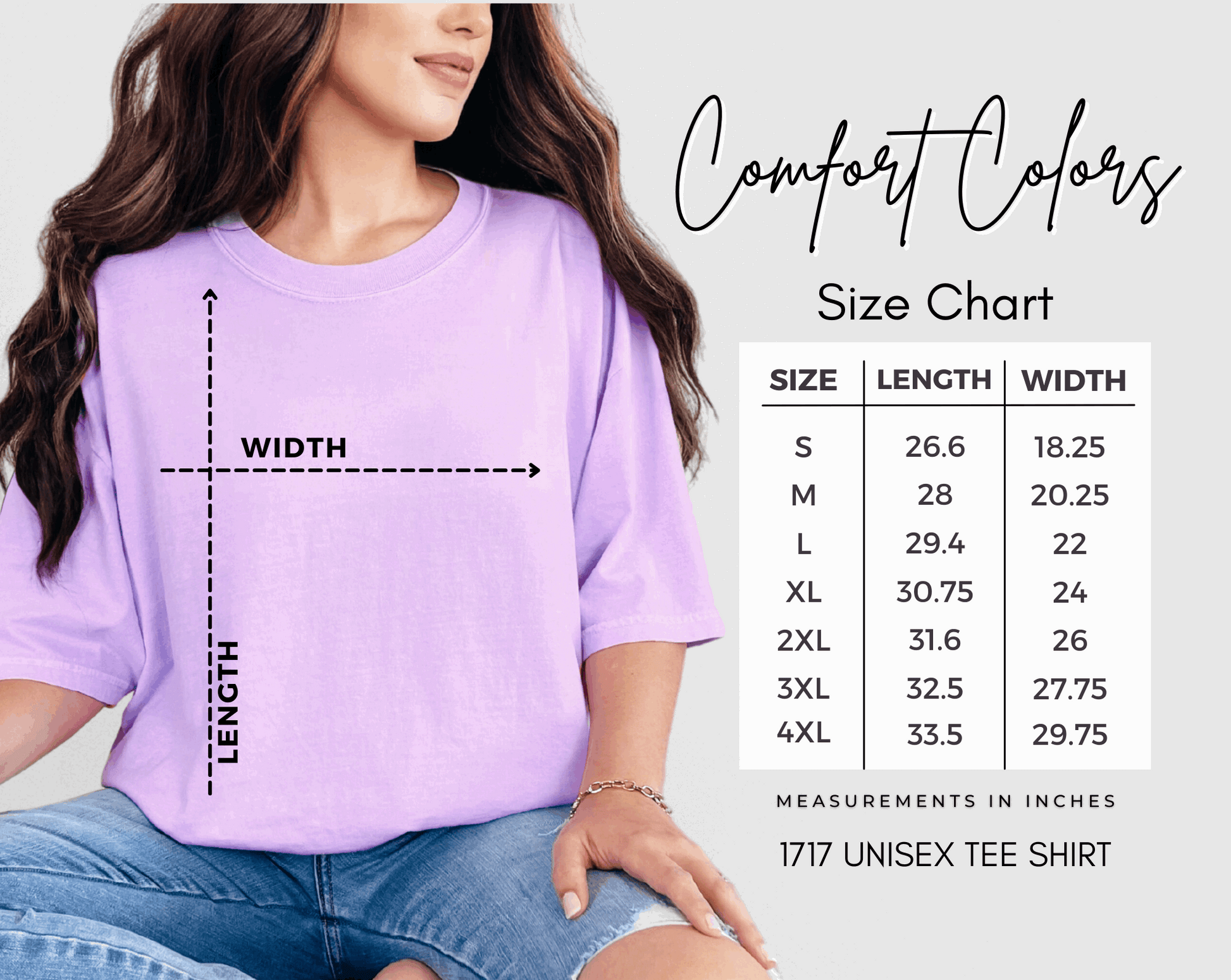 Comfort Colors 1717 Size Chart