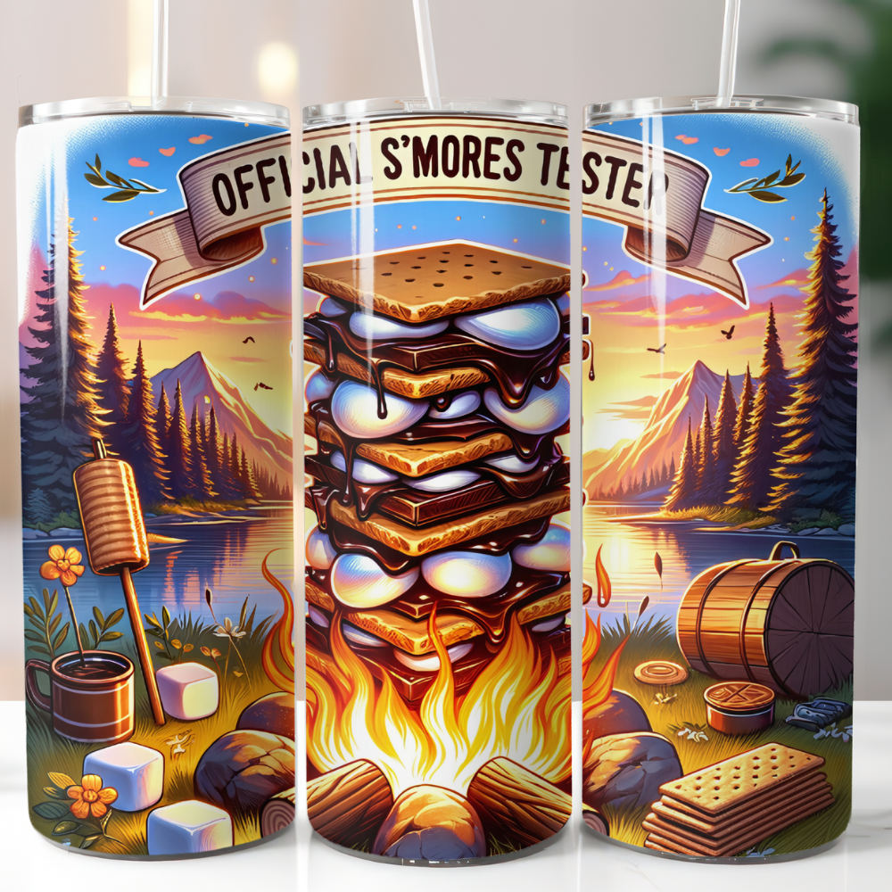 Official S'Mores Tester 20 oz stainless steel camping tumbler