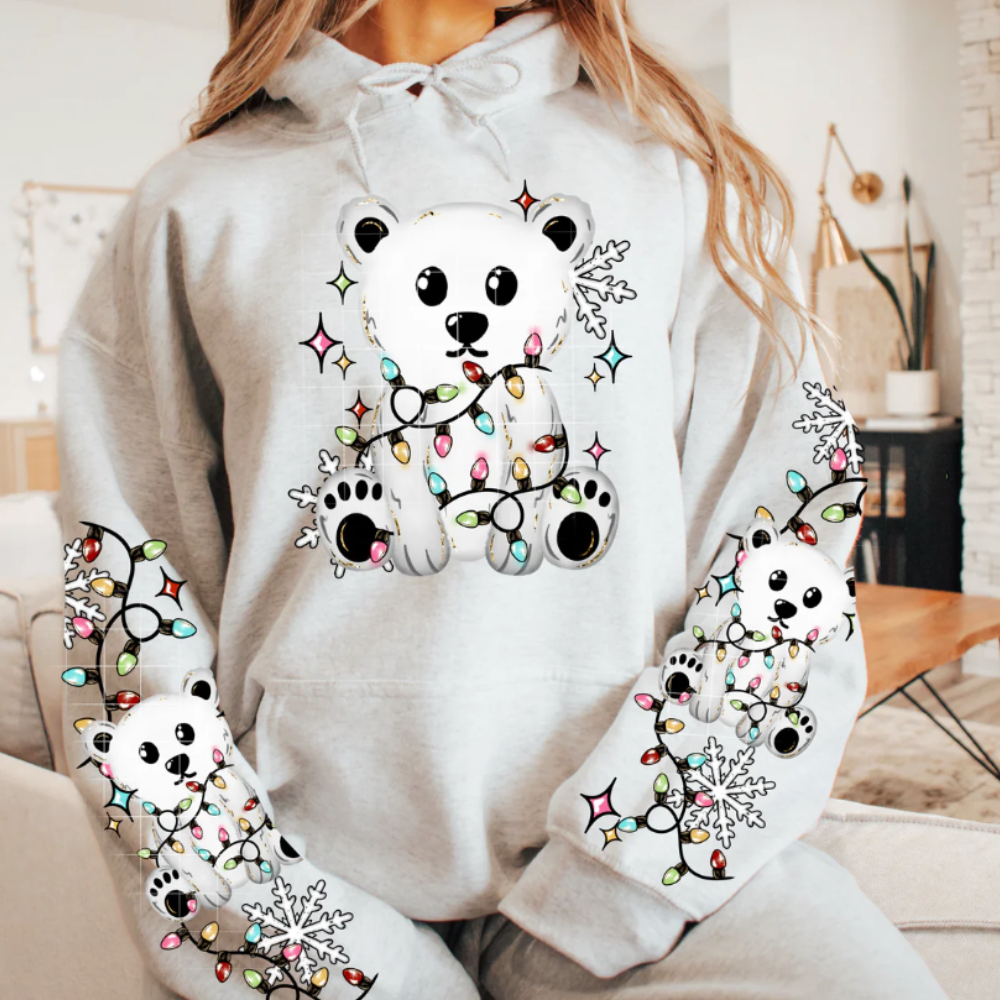 Polar Bear with Christmas Lights Hoodie or Sweatshirt