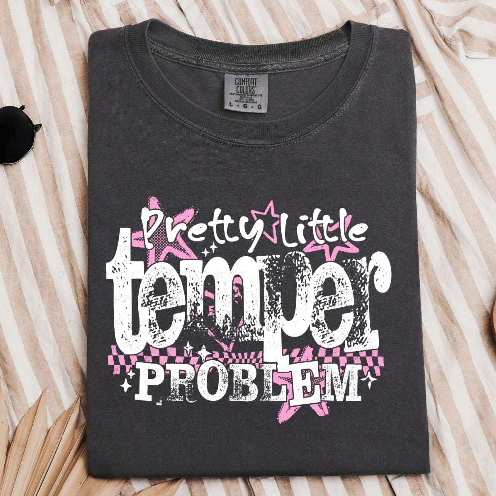 Pretty Little Temper Problem pink and white design on Pepper Comfort Colors Graphic T-Shirt