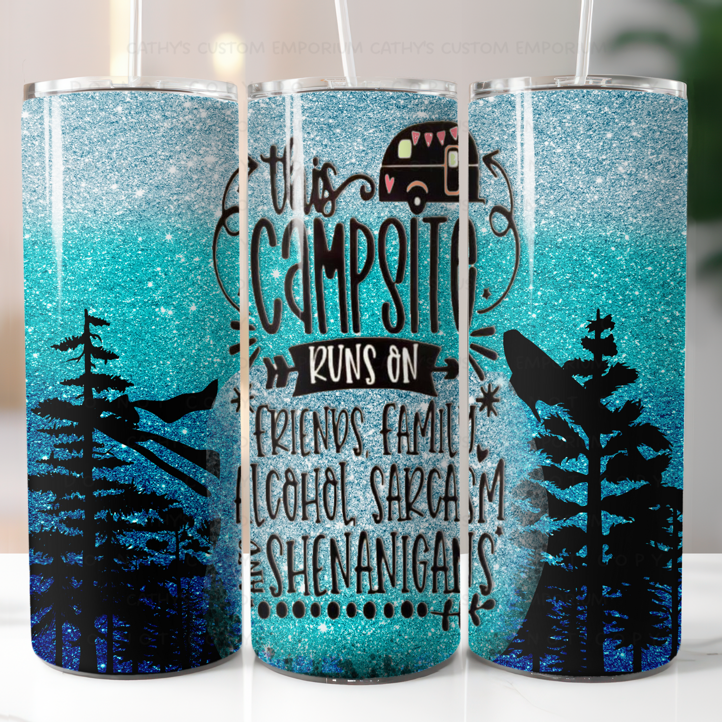 This Campfire Runs on Friends Family Alcohol Sarcasm and Shenanigans 20 Ounce Tumbler Cathy's Custom Emporium